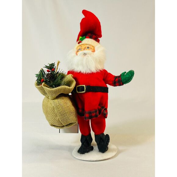 New Annalee Dolls 9" Mountain Santa Claus Felt Outfit Burlap Sack Painted Face - Picture 1 of 6